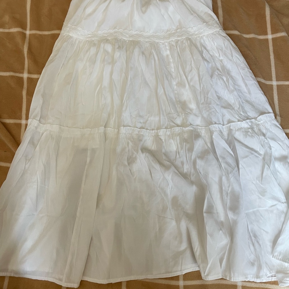 Forever 21 White Tiered Maxi Skirt Casual A-Line